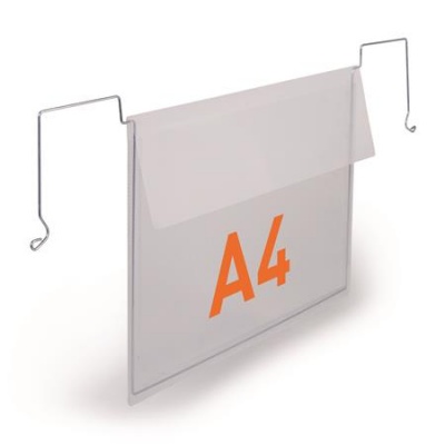 Logistický obal, A4, na šírku, DURABLE, s kovovou sponou, priehľadný