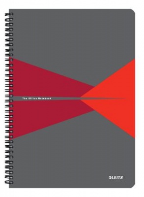 Blok, A4, štvorčekový, 90 listov, PP obálka, LEITZ "Office", sivá-červená