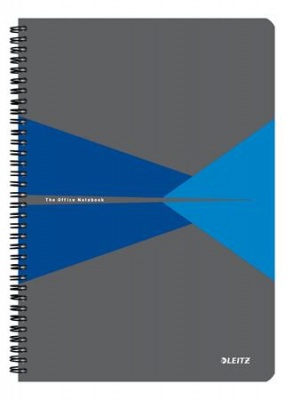 Blok, A4, štvorčekový, 90 listov, PP obálka, LEITZ "Office", sivá-modrá