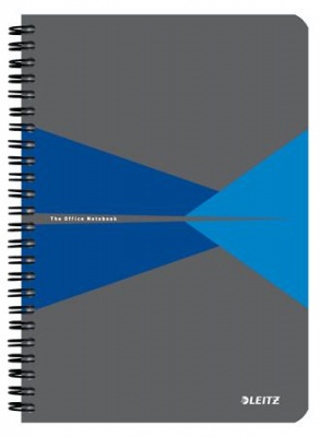 Blok, A5, linajkový, 90 listov, PP obálka, LEITZ "Office", sivá-modrá