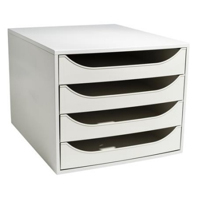 Úložný box na dokumenty, plastový, 4-zásuvkový, EXACOMPTA "Ecobox Office", sivá-sivá