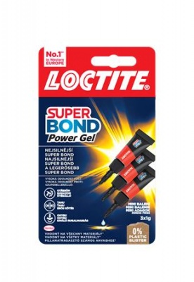 Sekundové lepidlo, gél, 3 x 1 g, HENKEL "Loctite Super Bond POWER Gél Mini Trio"