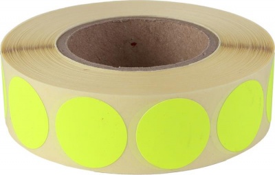 Etikety, okrúhle, 20 mm, 1000 etikiet/kotúč, citrónová