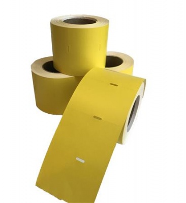 Regálový štítok, termo, 38×55 mm, nelepivý, 600 ks/kotúč, žltá