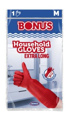 Latexové rukavice, extra dlhé, 38 cm, veľkosť M, BONUS, červené