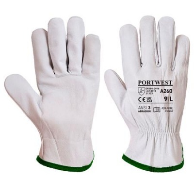 Ochranné rukavice, koža, veľkosť: M "Oves", sivé