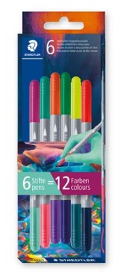 Popisovač, sada, 1/3 mm, obojstranný, vyprateľný, STAEDTLER® "3280", Multiverzum 1, 6 rôznych farieb