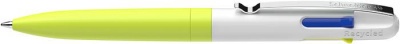 Guľôčkové pero, 0,5 mm, stláčací mechanizmus, 4 farby, SCHNEIDER "Take 4 Neon", žlté-biele