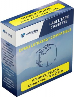 Páska do štítkovača 12 mm x 4 m, kompatibilita: DYMO Letratag, VICTORIA TECHNOLOGY, žltá