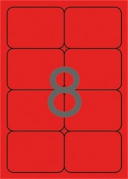 Etikety, 99,1x67,7 mm, farebné, zaoblené rohy, APLI, neónové červené, 160 etikiet/bal